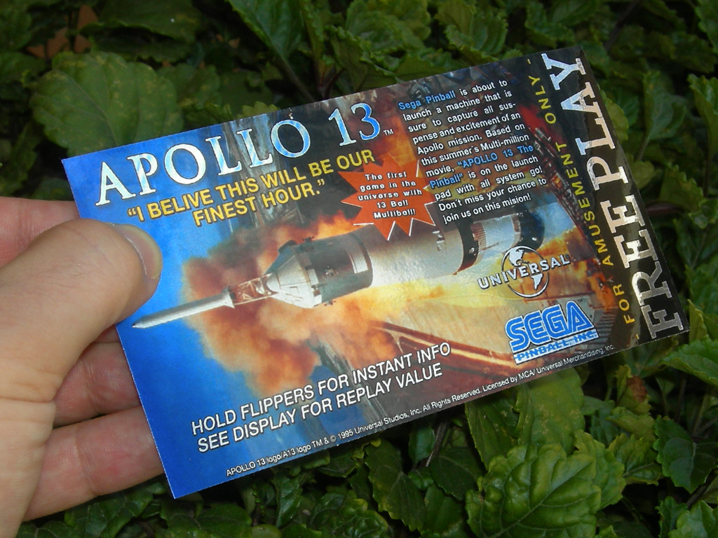 "Apollo 13 Custom Pinball Cards" (SEGA). Designed by Zona Arcade and